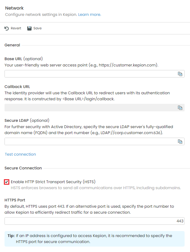 Enable http strict transport security hsts kepion support center